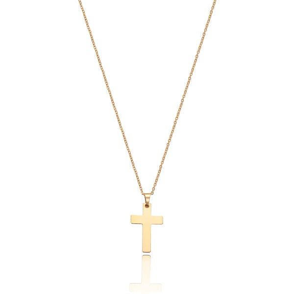 Simple gold cross pendant necklace