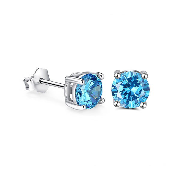 Sky blue cubic zirconia stud earrings
