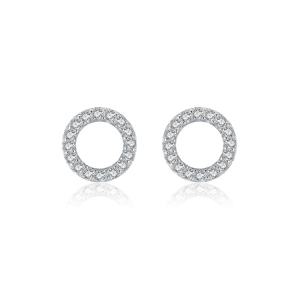 Small silver cubic zirconia circle stud earrings