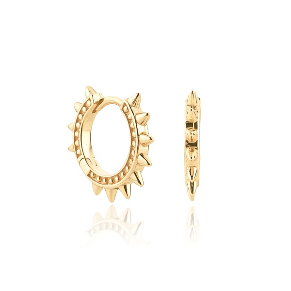Small gold spike hoop earrings