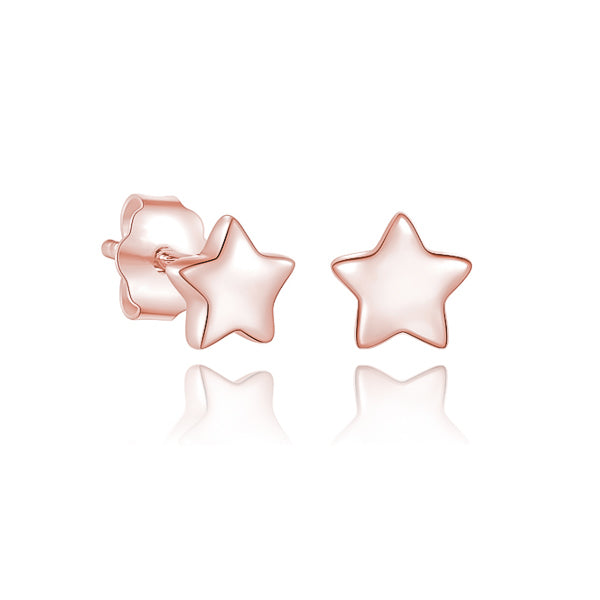 Small rose gold star stud earrings