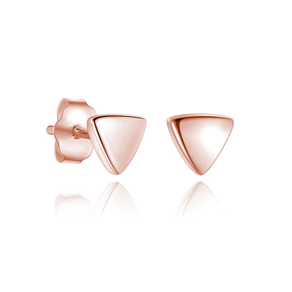 Small rose gold triangle stud earrings