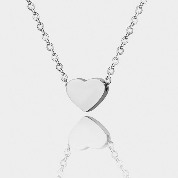 Small silver heart necklace details