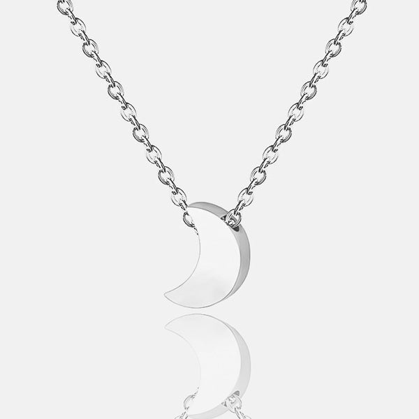 Small silver moon necklace details