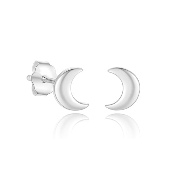 Small silver moon stud earrings