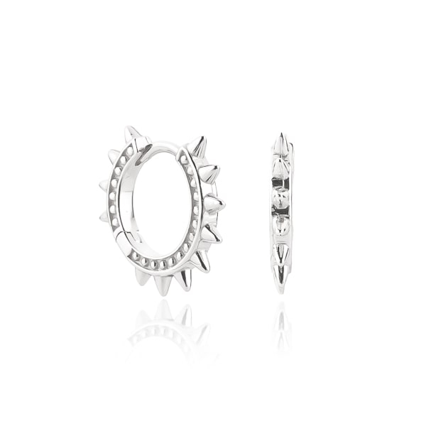 Small silver spike hoop earrings