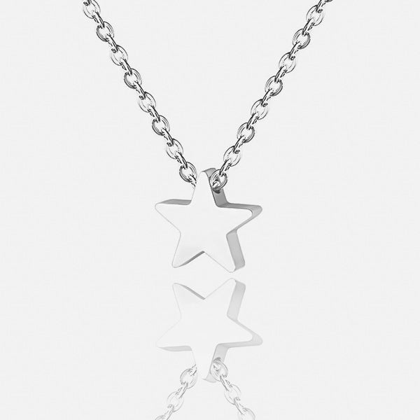 Small silver star necklace details