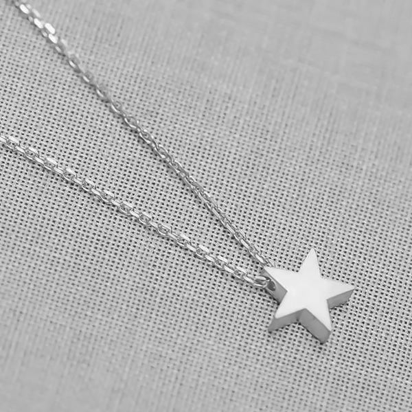 Small silver star necklace display