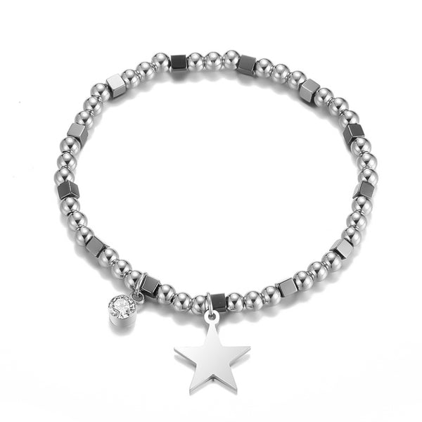 Star bracelet made with stainless steel beads