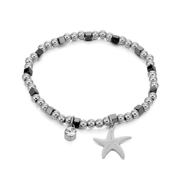 Starfish bracelet made with stainless steel beads