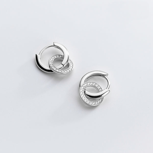 Sterling silver cubic zirconia circle hoop earrings