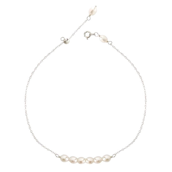 Sterling silver pearl anklet with white freshwater pearls