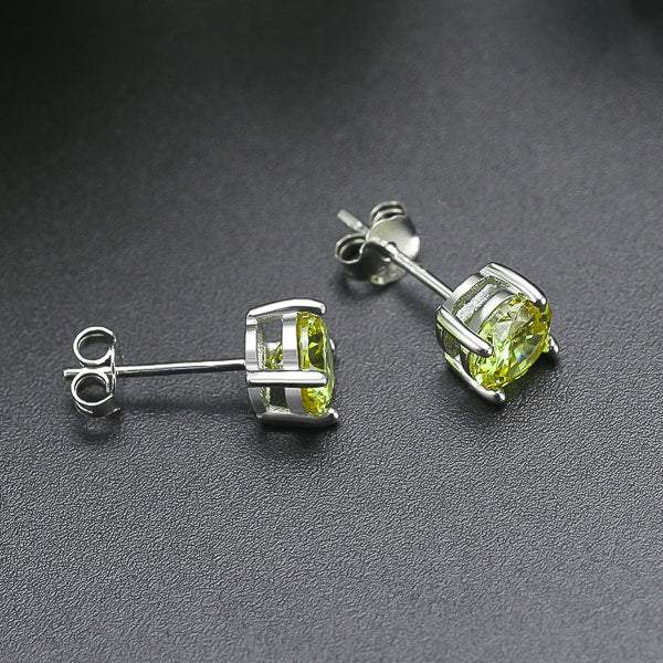 Sterling silver peridot green cubic zirconia stud earrings