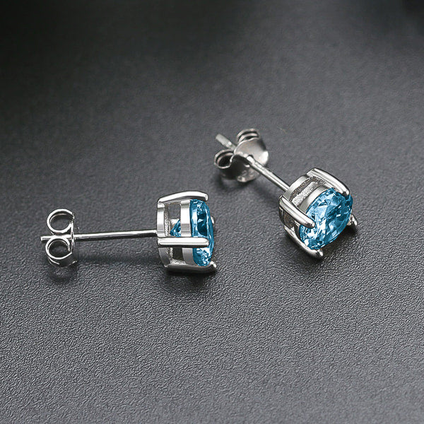 Sterling silver sky blue cubic zirconia stud earrings