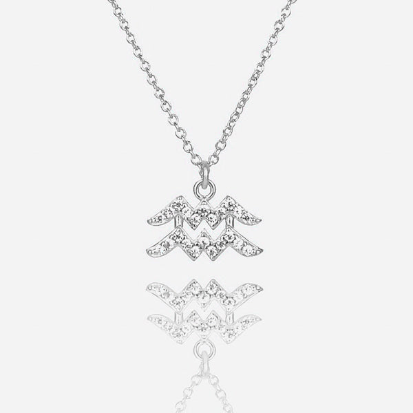 Sterling silver Aquarius necklace details