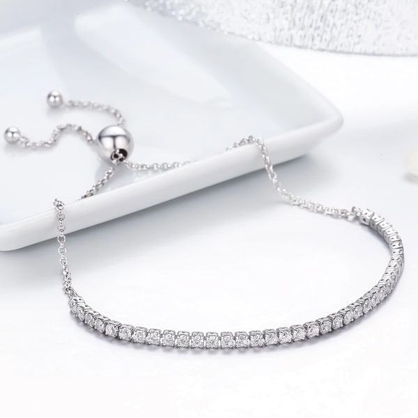 Sterling silver adjustable tennis bracelet details