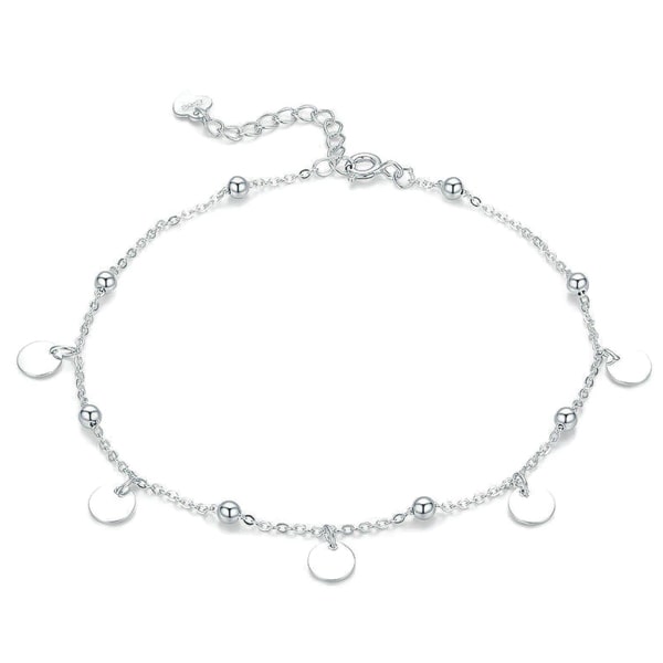 Silver beaded charm anklet