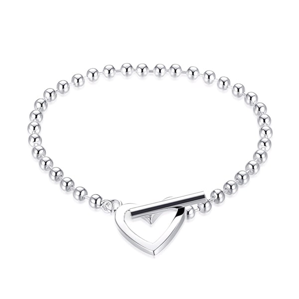 Sterling silver beaded heart bracelet