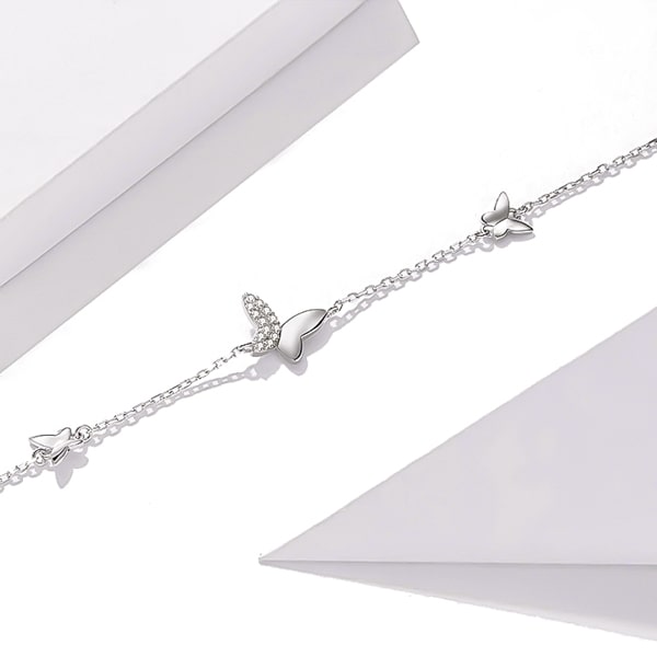 Sterling silver butterfly bracelet details