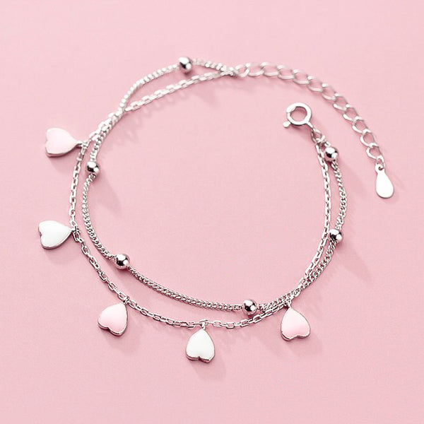 Sterling silver cherry blossom charm bracelet
