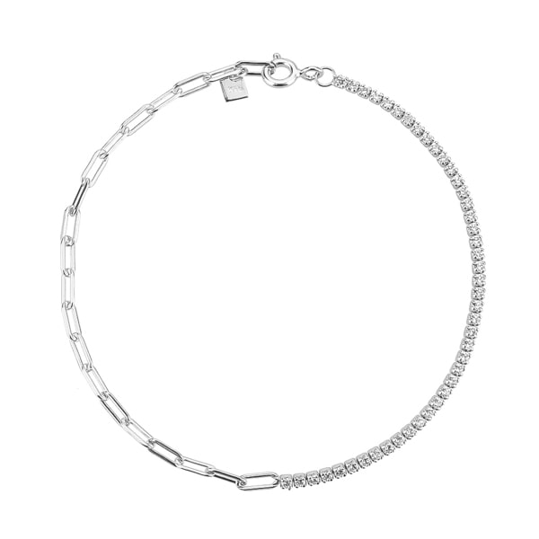 Sterling silver crystal cable chain bracelet
