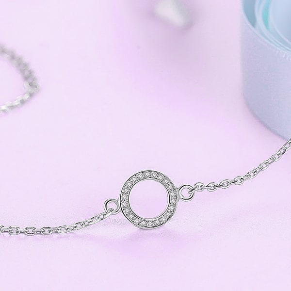 Sterling silver crystal hoop bracelet detailed close up