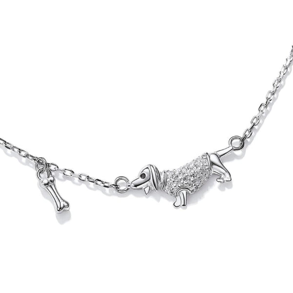 Sterling silver dog and bone ankle bracelet