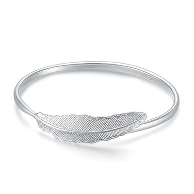 Bracciale polsino con piume in argento sterling