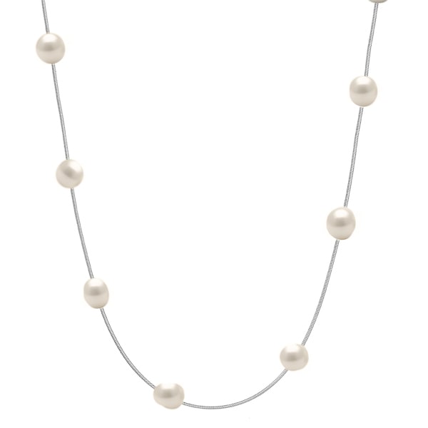 Silver freshwater pearl drop necklace