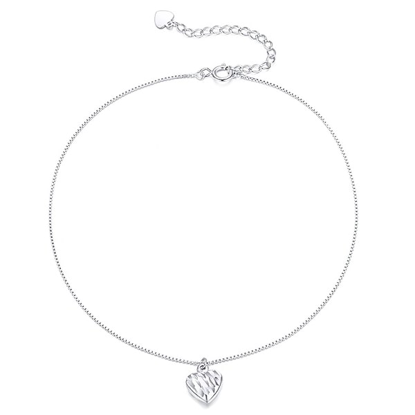 Silver heart anklet