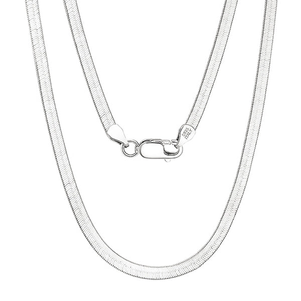 Sterling silver herringbone chain necklace display