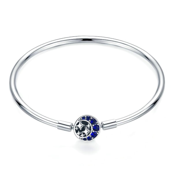 Sterling silver moon & stars bangle bracelet