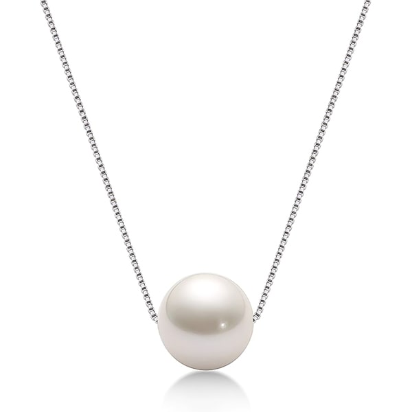 9-10mm pearl necklace with a sterling silver chain