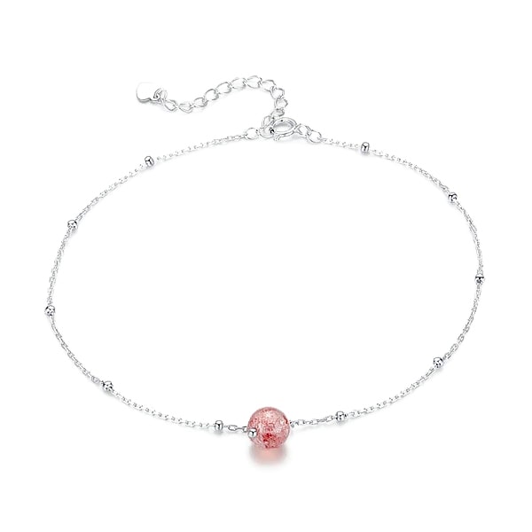 Sterling silver red fire crystal anklet