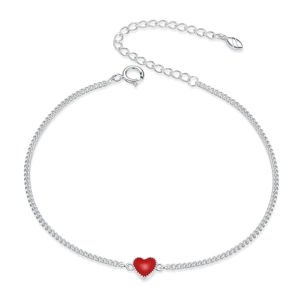 Sterling silver red heart bracelet