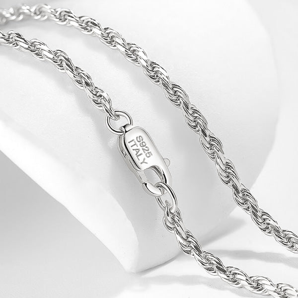 Sterling silver rope chain necklace details