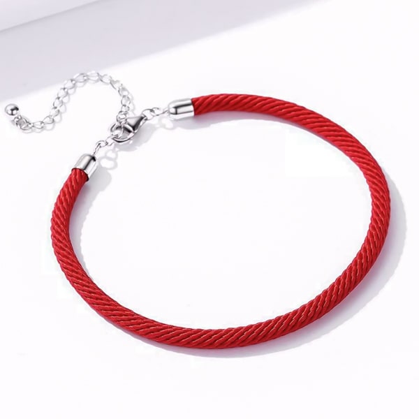 Simple red rope bracelet with a sterling silver lock details