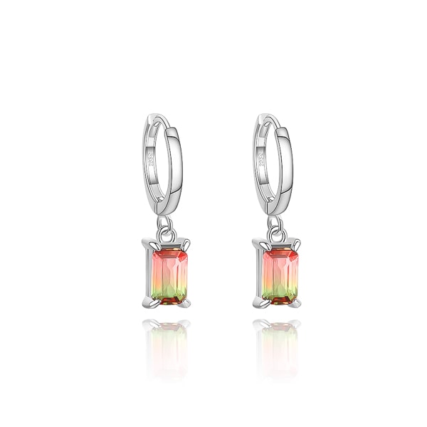 Strawberry gradient crystal drop hoop earrings