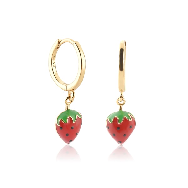 Strawberry mini hoop drop earrings