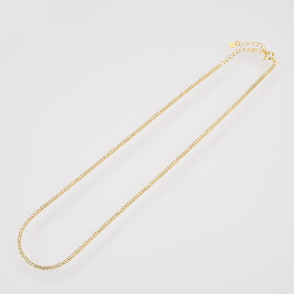 Gold tennis chain choker necklace