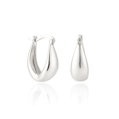 Thick Silver Teardrop Hoop Earrings