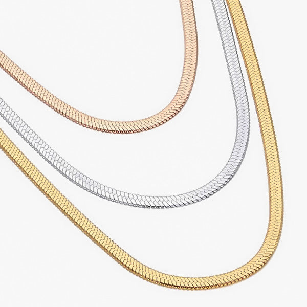 ThreeTone Layered Snake Chain Necklace Classy Women Collection