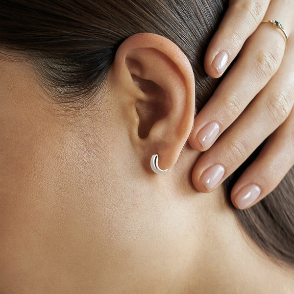 Tiny silver huggie hoop earrings