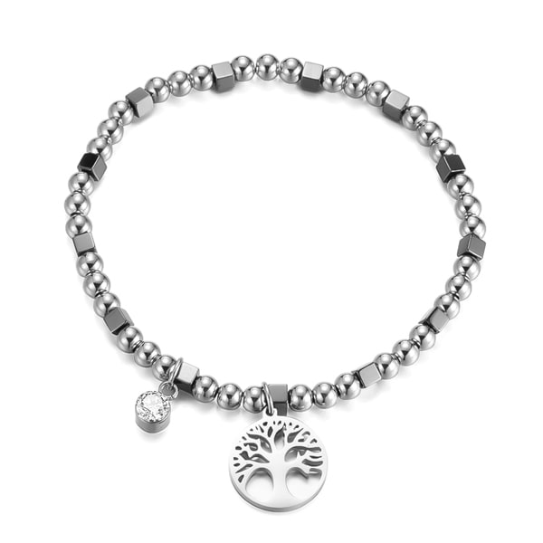 Tree of life bracelet made with stainless steel beads