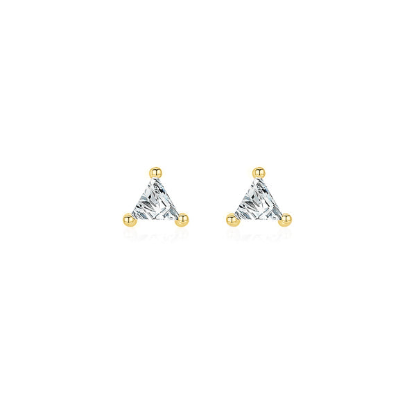 Gold triangle cubic zirconia stud earrings