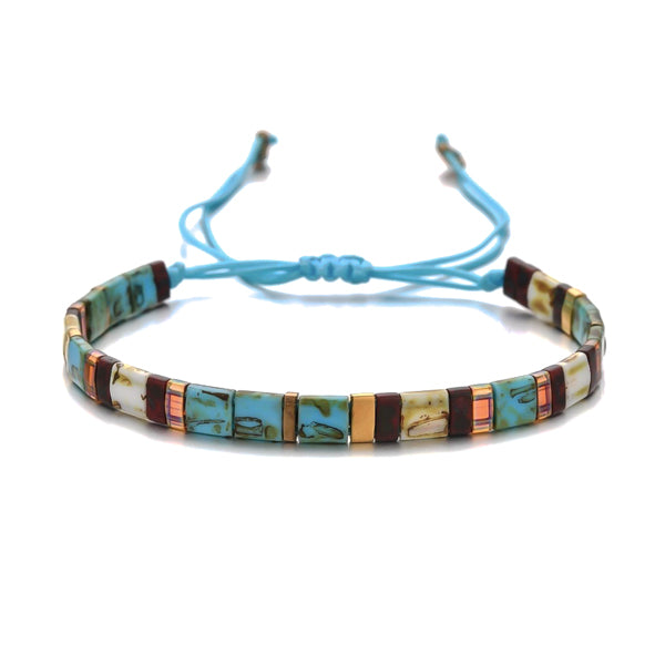 Turquoise flat square bead bracelet