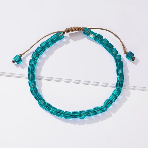 Handmade bracelet with turquoise ocean square crystal beads