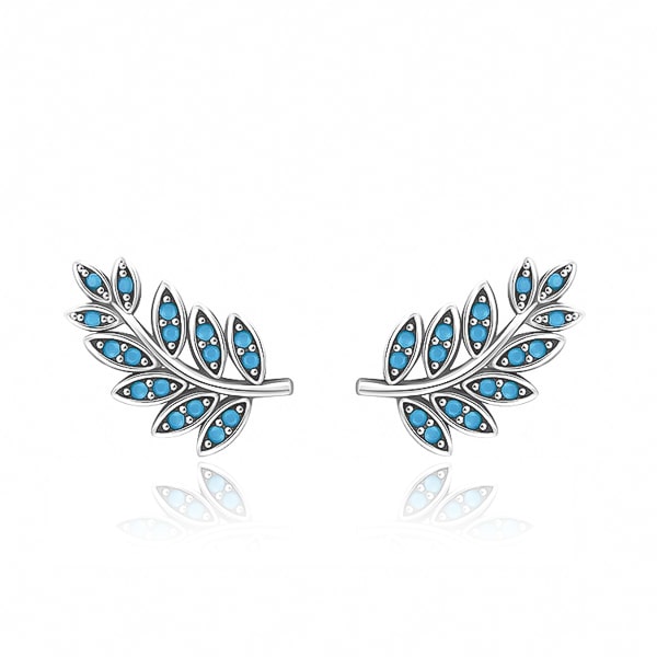 Turquoise leaf stud earrings
