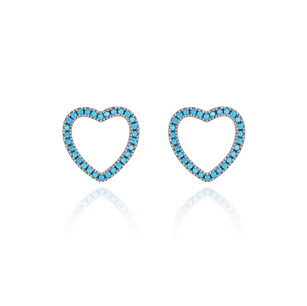 Turquoise open heart stud earrings