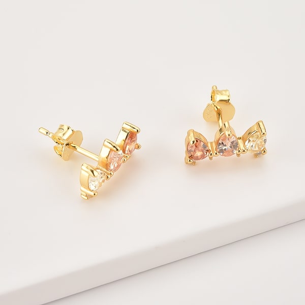 Vivid triple pear crystal stud earrings details